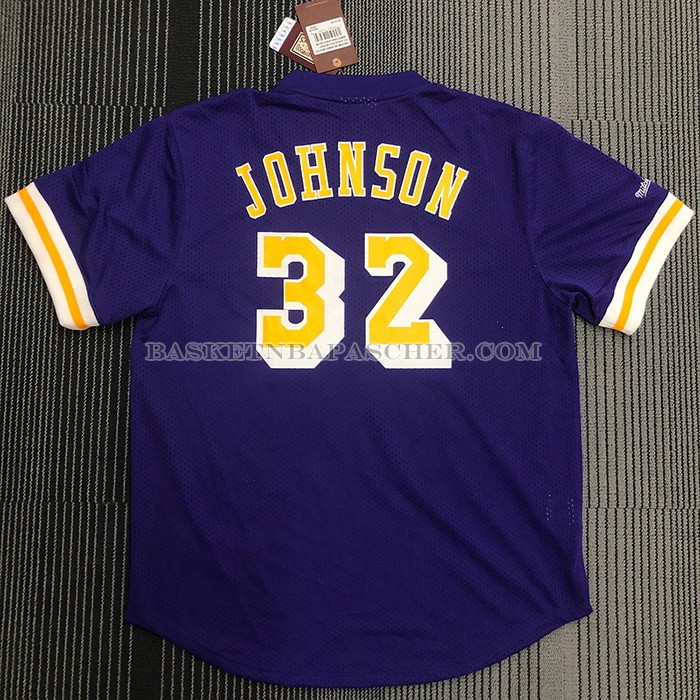 Maillot Manche Courte Los Angeles Lakers Magic Johnson NO 32 Volet
